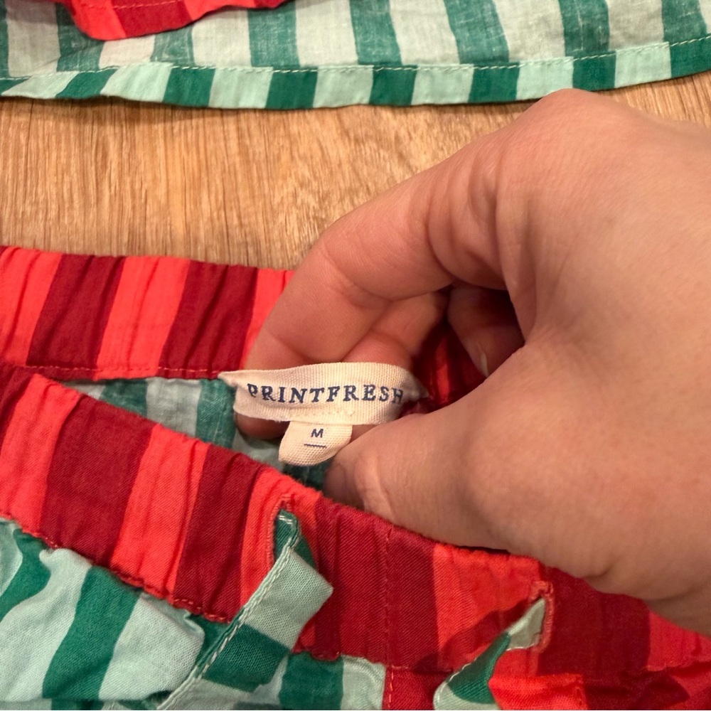 Printfresh Red And Green Striped Medium Pajama Se… - image 6
